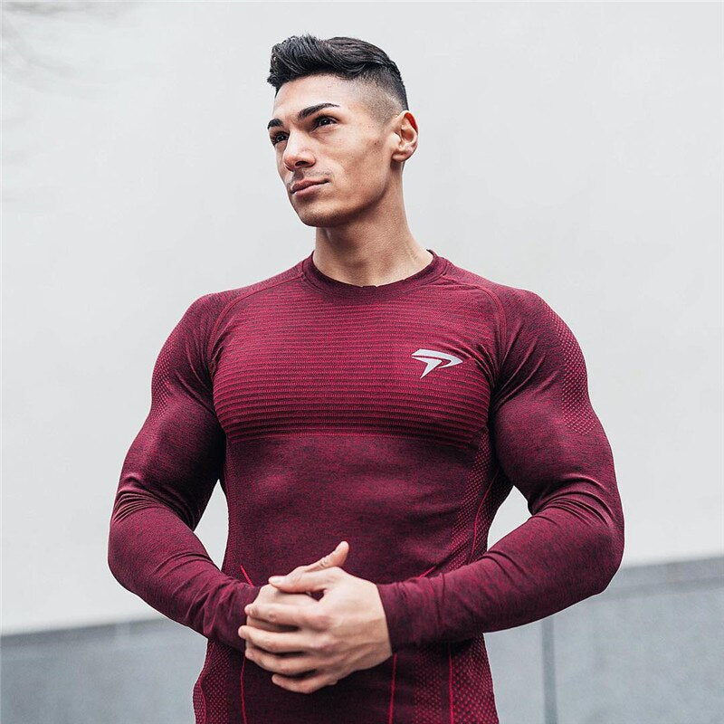 2022 New Brand Running Shirt Men'S Long Sleeve Gym Shirt Men Sportswear Compression Dry Fit Shirts for Men Fitness Sport T-Shirt