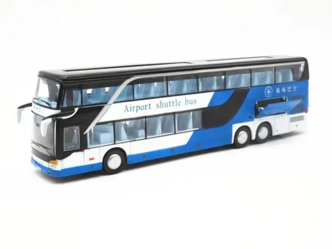 Sale High Quality 1:32 Alloy Pull Back Bus Model,High Imitation Double Sightseeing Bus,Flash Toy Vehicle, Free Shipping