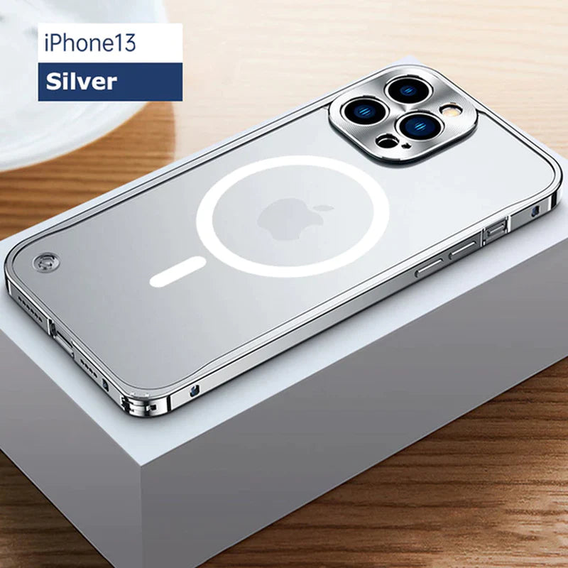 Metal Case for Iphone 11 12 13 14 plus Pro Max Aluminum Frame Cover for Iphon 13Mini Frosted PC Back Panel Metal Lens Protection