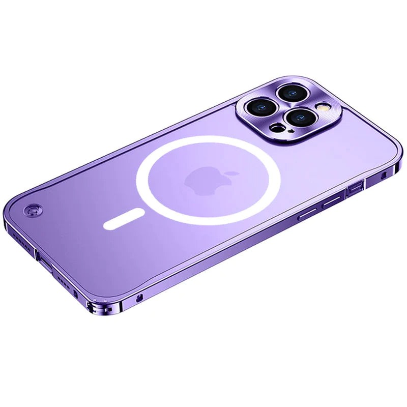 Metal Case for Iphone 11 12 13 14 plus Pro Max Aluminum Frame Cover for Iphon 13Mini Frosted PC Back Panel Metal Lens Protection