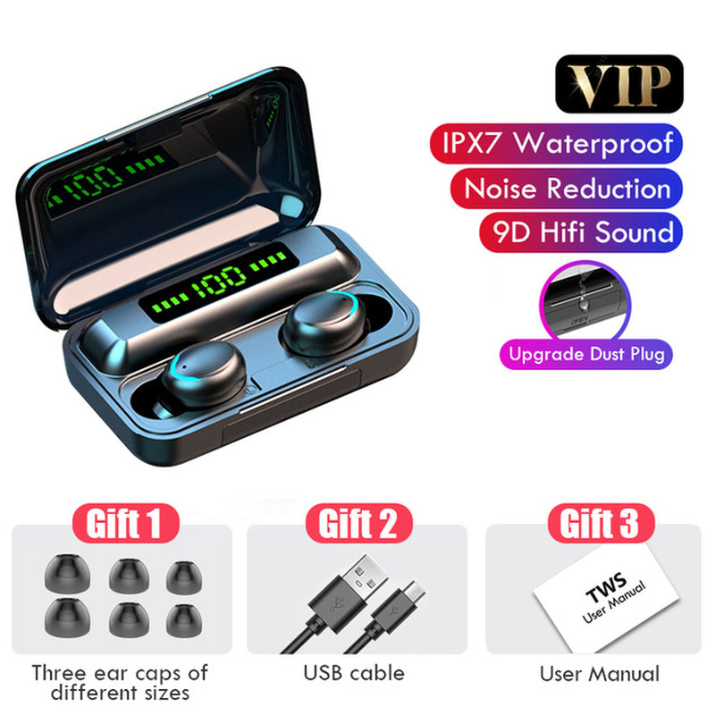 TWS Bluetooth 5.0 Earphones 2200Mah Charging Box Wireless Headphone 9D Stereo Sports Waterproof Earbuds Headsets with Microphone