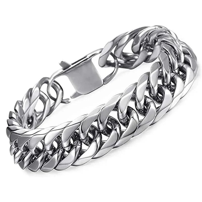 -Thick Stainless Steel Bracelet for Men, Hand Chain, Punk Male Bracelets, Jewelry Accessories, Gift, 8Mm-14Mm Wide
