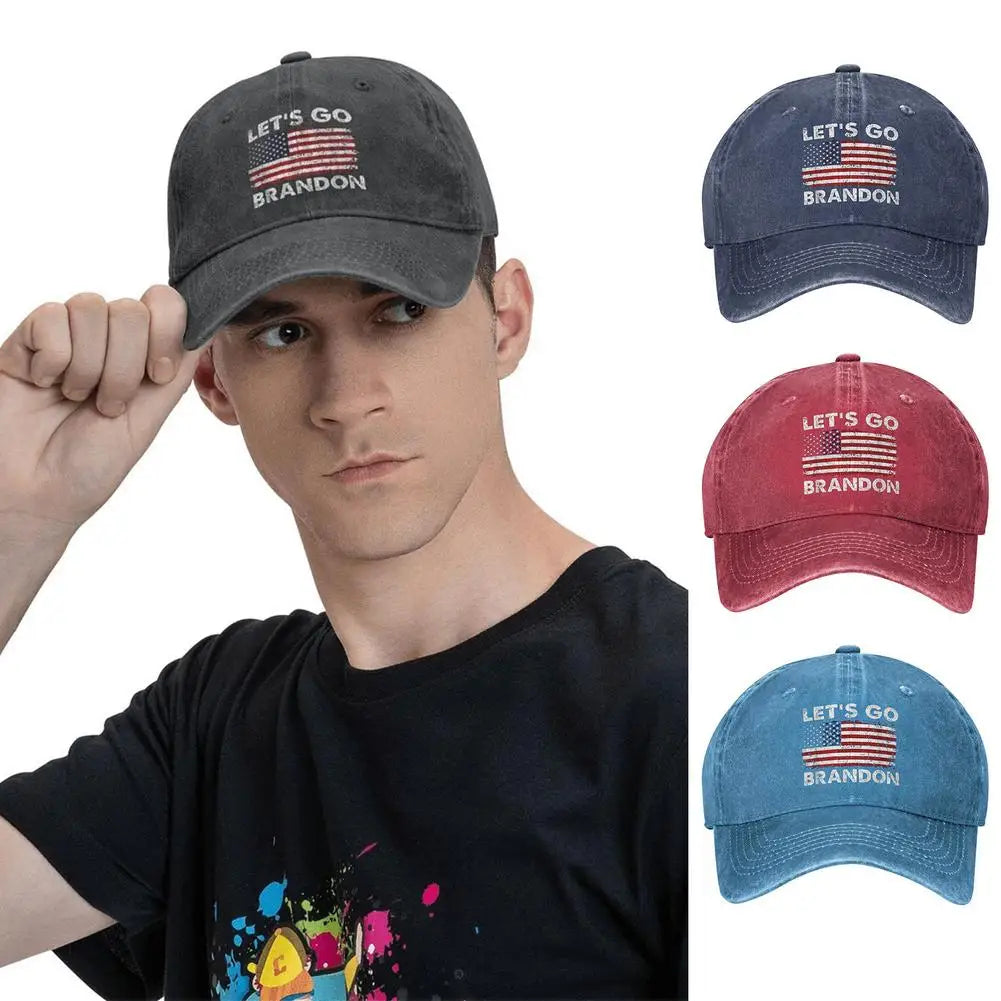 Lets Go Brandon FJB Dad Hat Baseball Cap for Men Funny Washed Denim Adjustable Hats Fashion Casual Hat