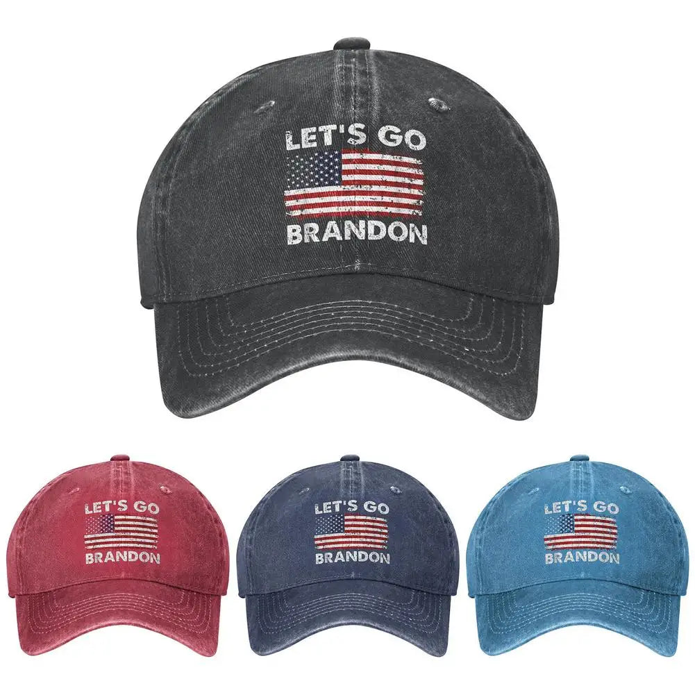 Lets Go Brandon FJB Dad Hat Baseball Cap for Men Funny Washed Denim Adjustable Hats Fashion Casual Hat