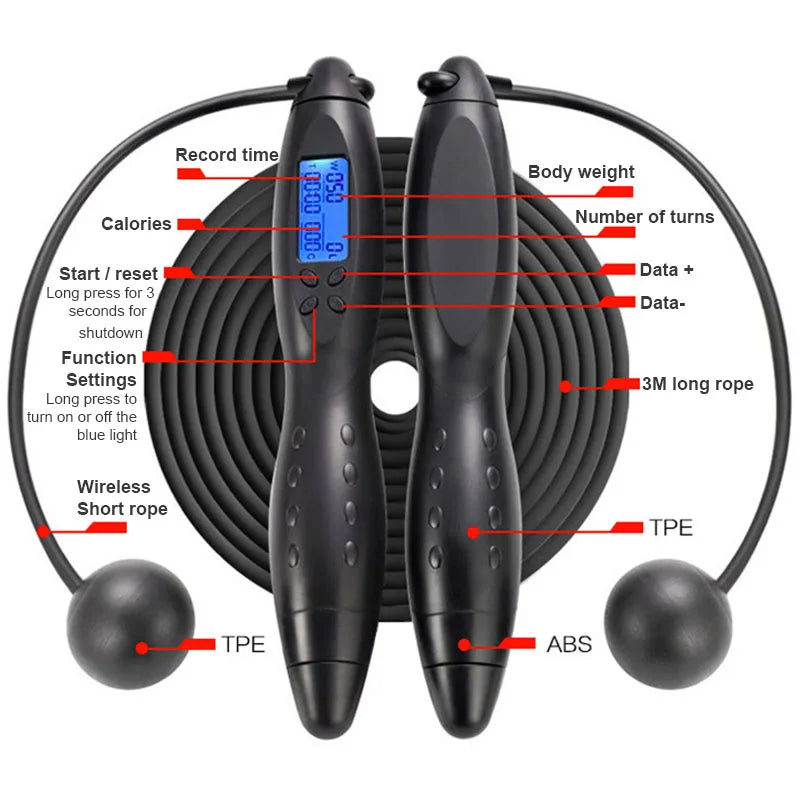 3M Jump Ropes with Electronic Counting Skip Rope Outdoor Lose Weight Fitness Equipment Cordless Rope Skipping Cuerda Deporte