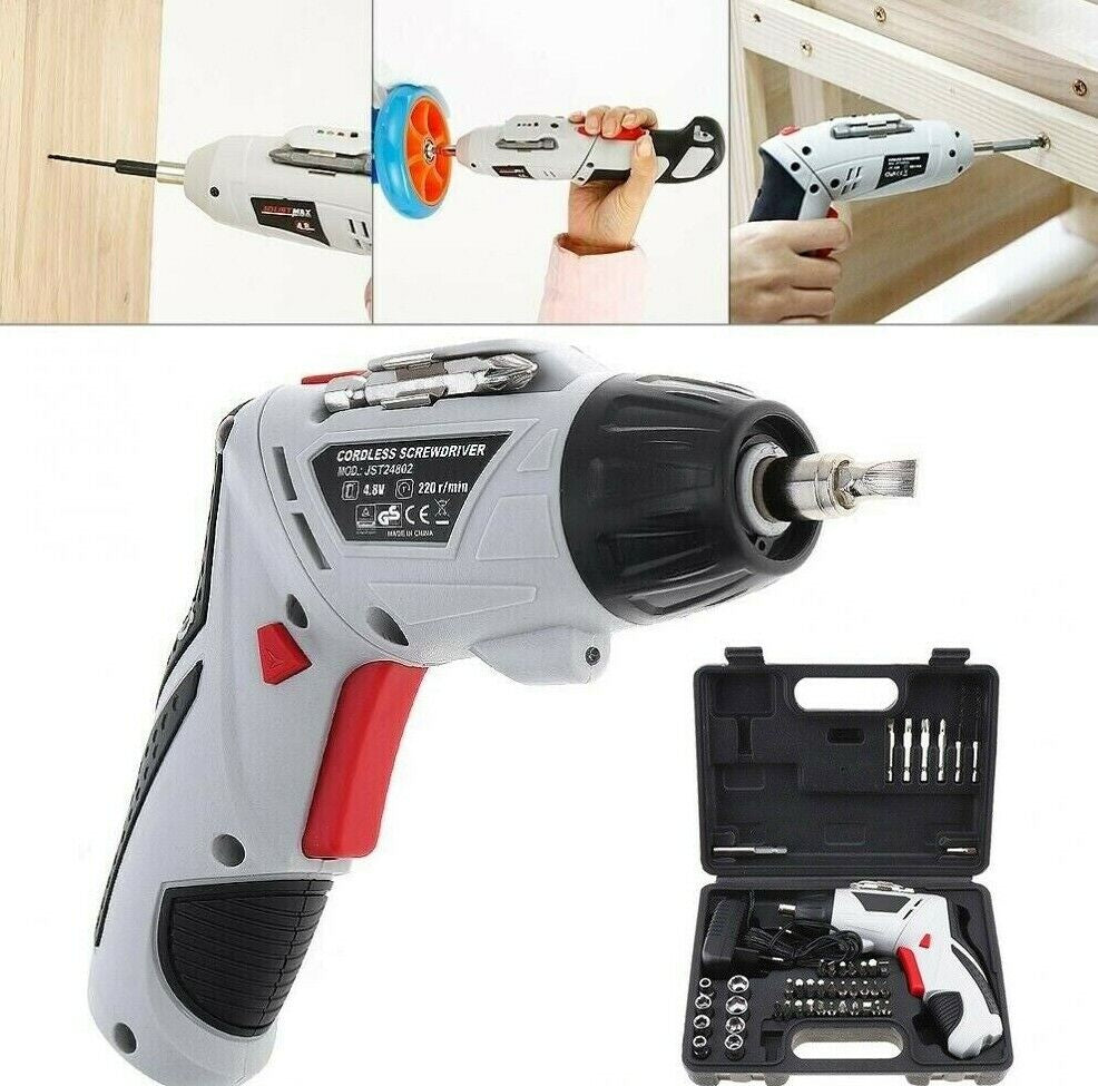 Trapano Avvitatore a Batteria Al Litio in Valigetta 4,8V 48 Pz Snodabile Led 48P