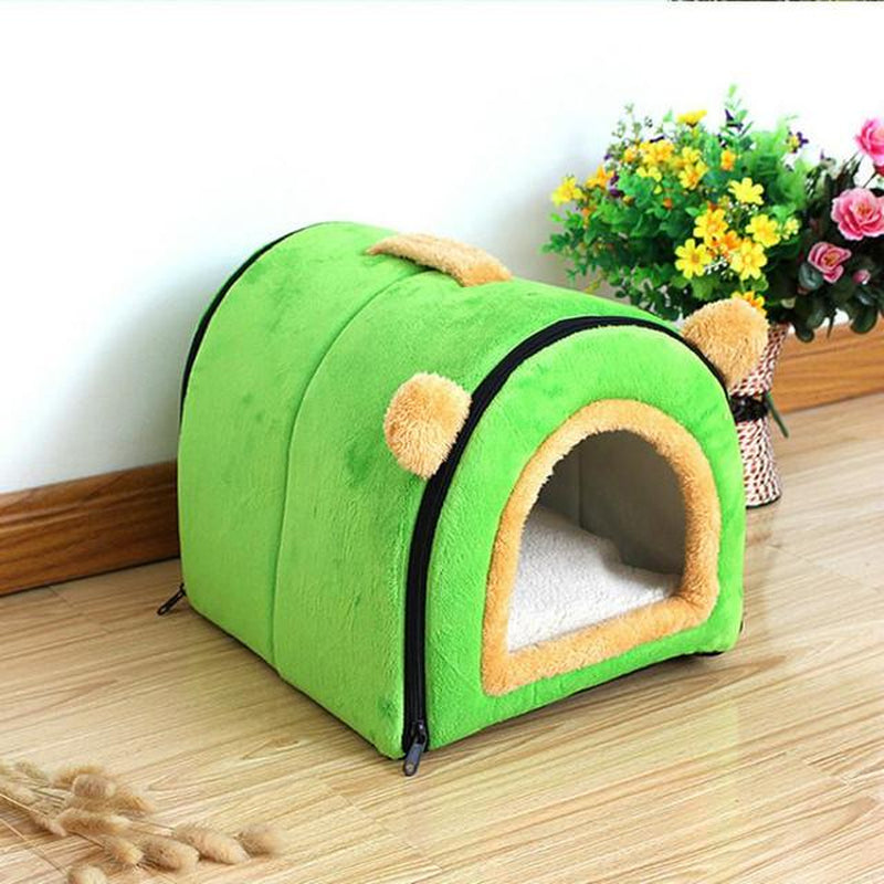 Comfortable Cat Warm Cave Lovely Bow Design Puppy Winter Bed House Kennel Fleece Soft Nest for Small Medium Dog House for Cat