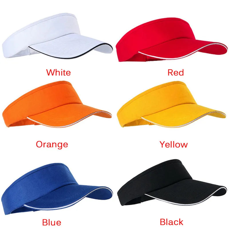 Unisex Empty Top Visor Cap Women Sunscreen Hats Man Cotton Snapback Cap Adjustable for Running Tennis Golf