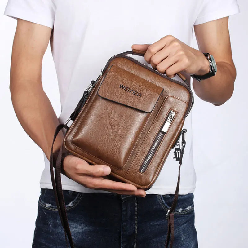 Casual Men'S Shoulder Bag Vintage Crossbody Bags Male Bag PU Handbag Capacity Men Messenger Bags Top Handle Tote Bag