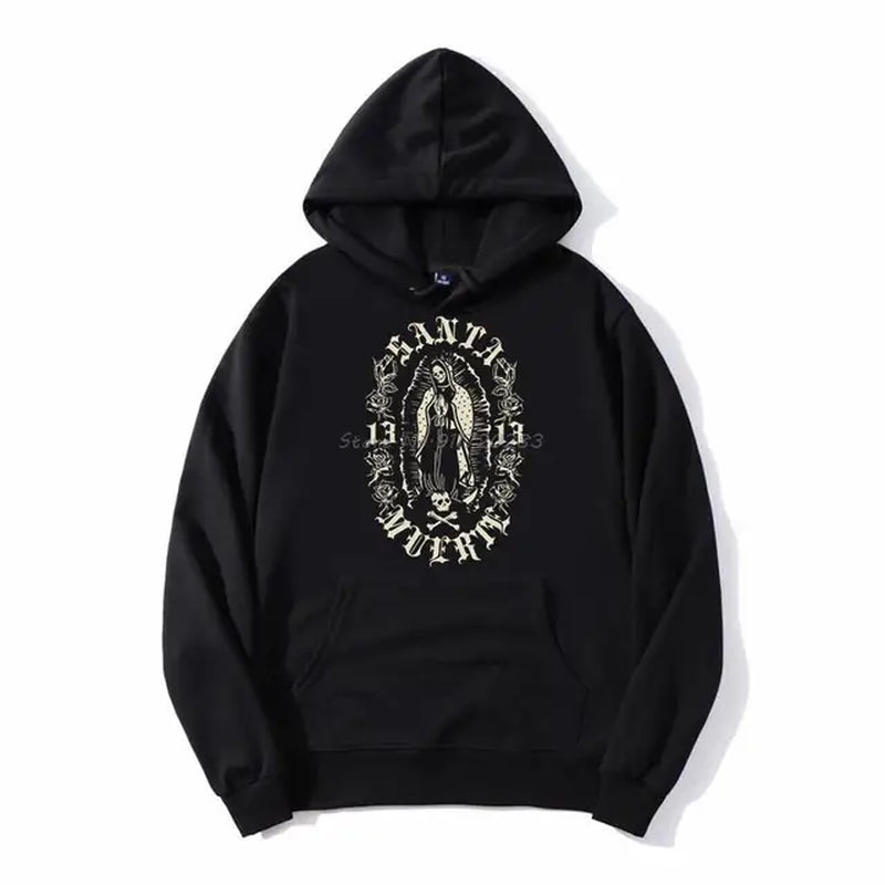 Gothic Santa Muerte 13 Lady of Holy Death Hoodie Mexican Skull Unisex Men Hoodie Hip Hop Hooded Sweatshirt Harajuku Streetwear