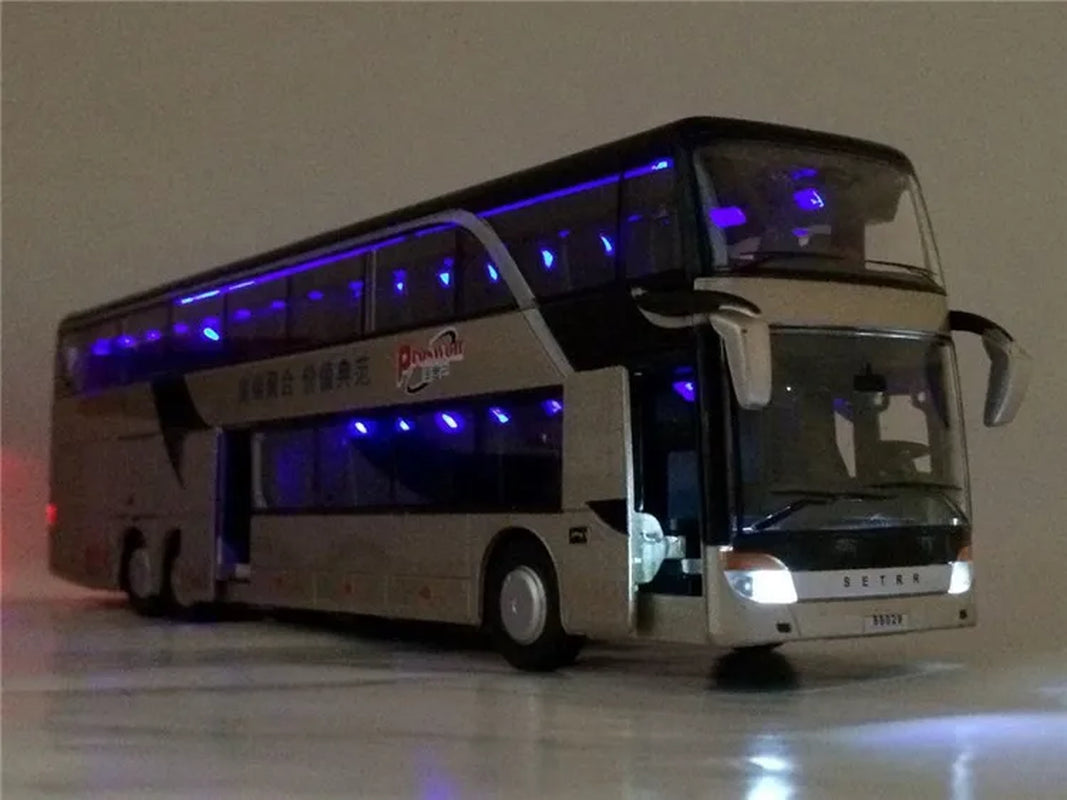 Sale High Quality 1:32 Alloy Pull Back Bus Model,High Imitation Double Sightseeing Bus,Flash Toy Vehicle, Free Shipping