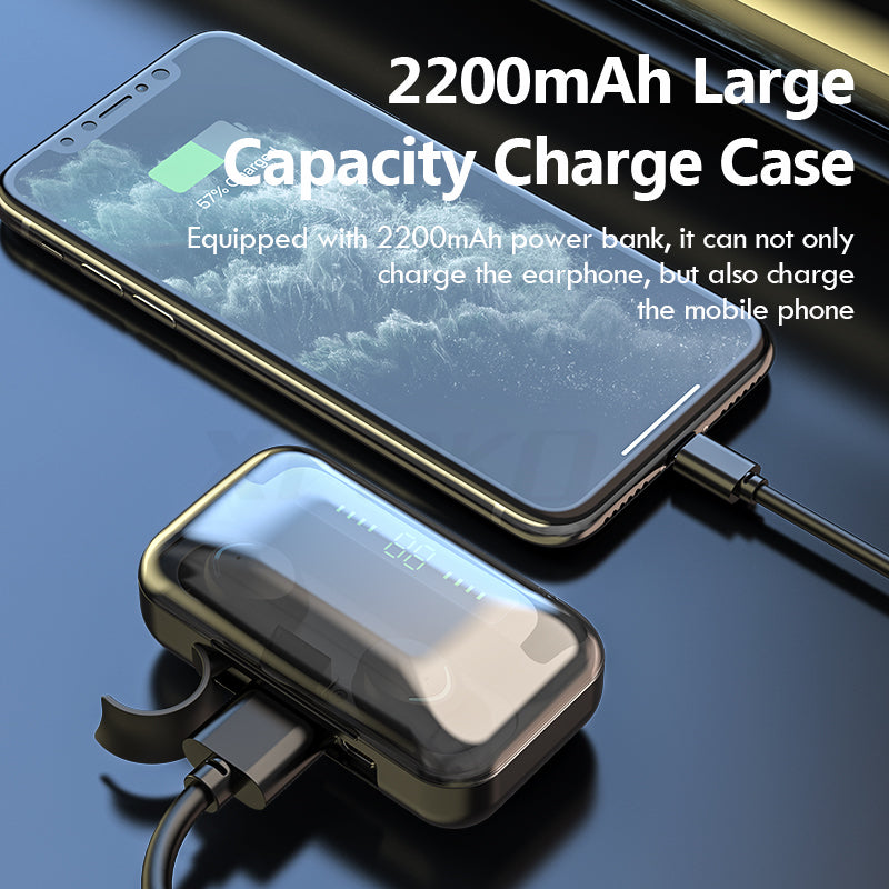 TWS Bluetooth 5.0 Earphones 2200Mah Charging Box Wireless Headphone 9D Stereo Sports Waterproof Earbuds Headsets with Microphone