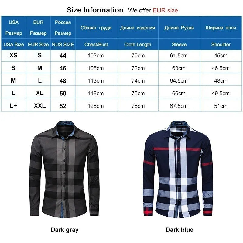 Casual Vertical Plaid Shirts Mens Chemise Homme Men'S Shirt 2021 Long Sleeve Casual Slim Fit Shirts 100% Cotton Shirts 199