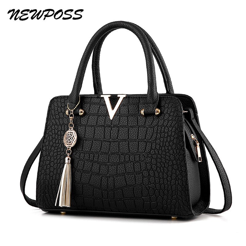 Fashion Women Handbags Tassel PU Leather Totes Bag Top-Handle Embroidery Crossbody Bag Shoulder Bag Lady Simple Style Hand Bags