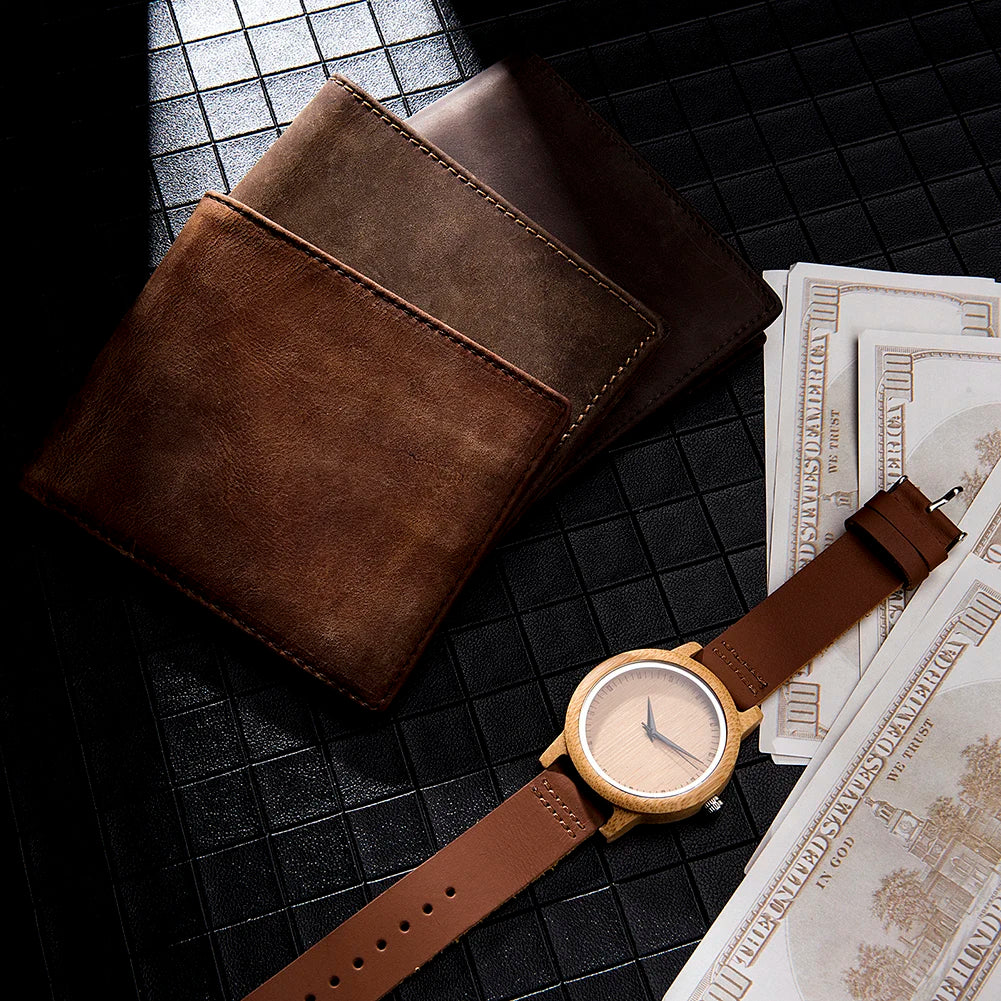 BOBO BIRD Man Watch Wallet Men'S Watches Set for Men Quartz Wooden Watch Male Timepieces Custom Christmas Gift for Husband