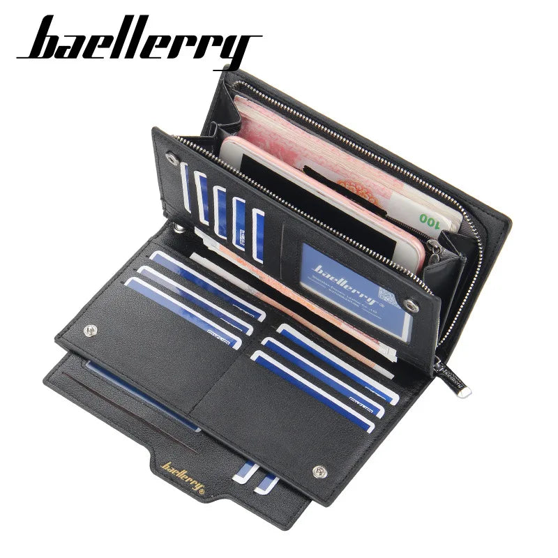 Fashion Men'S Long Wallet Multi-Card Position Clutch Top Quality PU Leather Purse Card Holders Handbag