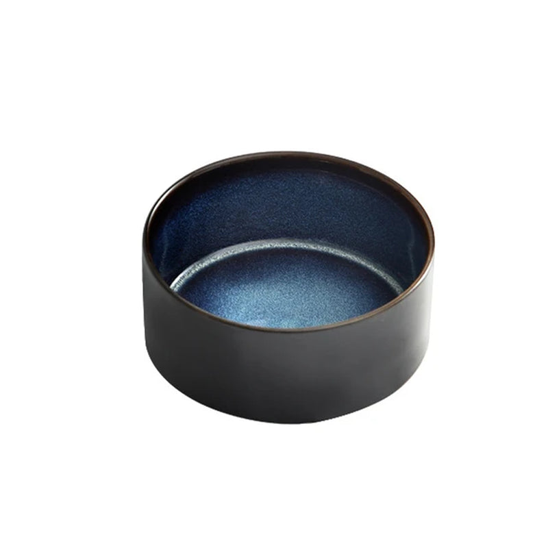 Double Cat Bowl Starry Ceramic Dog Food and Water Bowls Kitten Puppy Feeder with Wood Stand Durable Safe round Pet Feeding Bowl