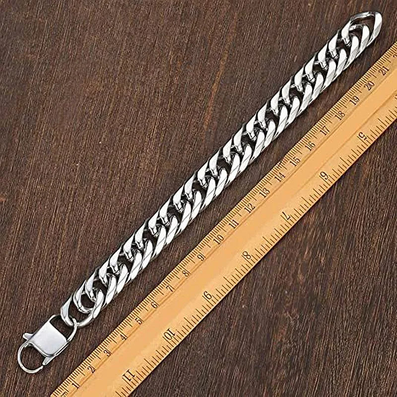 -Thick Stainless Steel Bracelet for Men, Hand Chain, Punk Male Bracelets, Jewelry Accessories, Gift, 8Mm-14Mm Wide