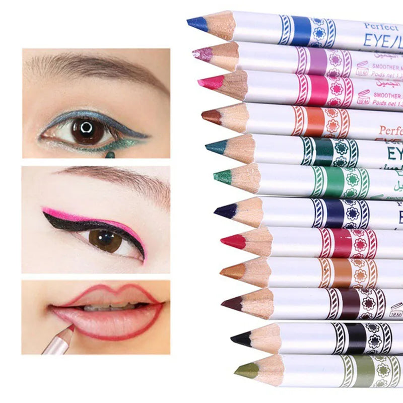 12 Pcs/Set Mixed Colors Make up Eyeliner Pencil Waterproof Eye Liner Beauty Pen Cosmetics Eyes Makeup Tools Тени Для Век Тени