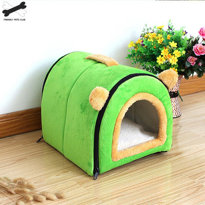 Comfortable Cat Warm Cave Lovely Bow Design Puppy Winter Bed House Kennel Fleece Soft Nest for Small Medium Dog House for Cat