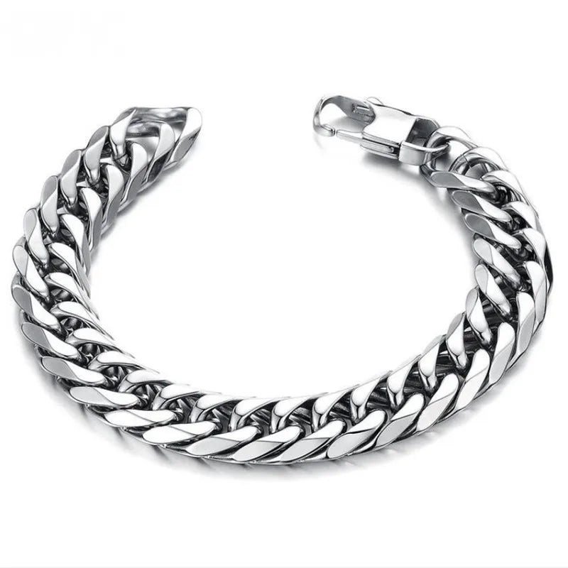 -Thick Stainless Steel Bracelet for Men, Hand Chain, Punk Male Bracelets, Jewelry Accessories, Gift, 8Mm-14Mm Wide
