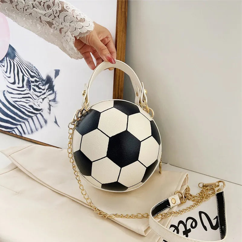 New Ball Purses for Teenagers Women Shoulder Bags Crossbody Chain Hand Bags Female Leather Pink Football Bag