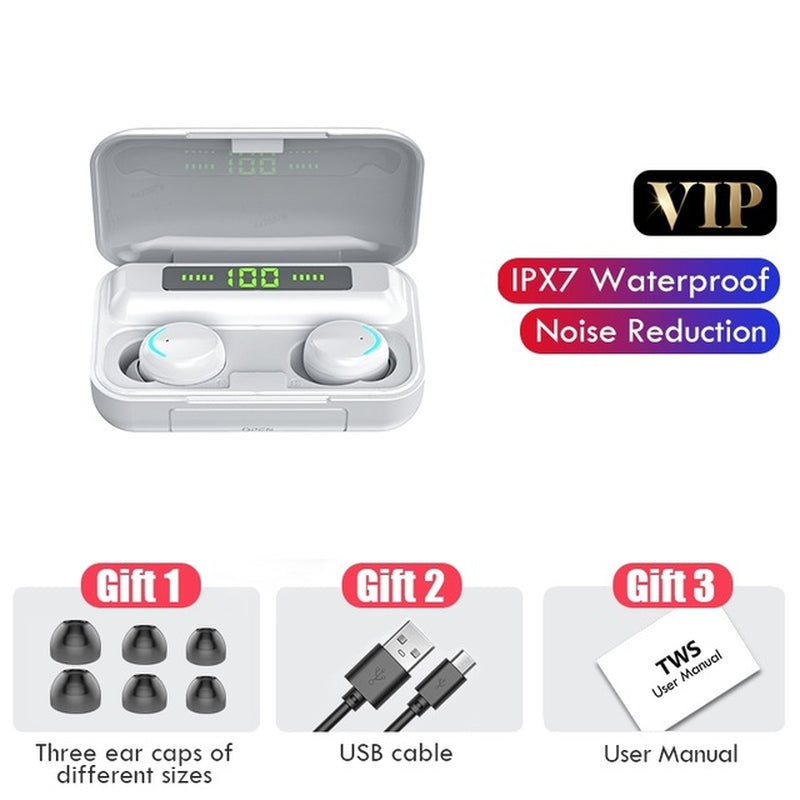 TWS Bluetooth 5.0 Earphones 2200Mah Charging Box Wireless Headphone 9D Stereo Sports Waterproof Earbuds Headsets with Microphone