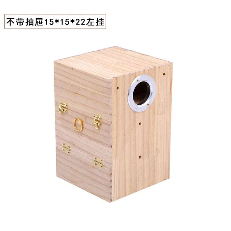 Tiger Skin Xuanfeng Small Sun Solid Wood Parrot Bird Nest Hanging Nest Parrot Nest Warm Vertical Pine Breeding Box Bird Nest