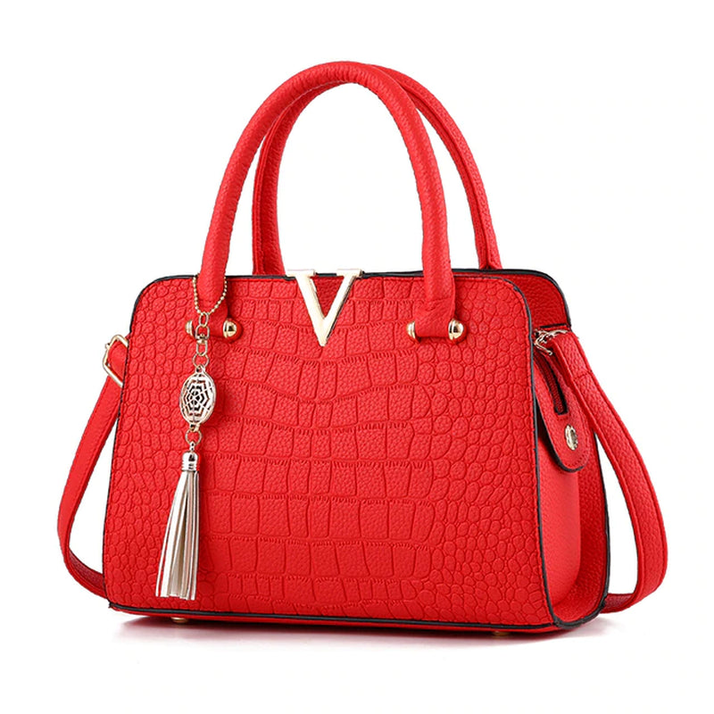 Fashion Women Handbags Tassel PU Leather Totes Bag Top-Handle Embroidery Crossbody Bag Shoulder Bag Lady Simple Style Hand Bags
