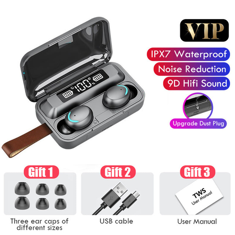 TWS Bluetooth 5.0 Earphones 2200Mah Charging Box Wireless Headphone 9D Stereo Sports Waterproof Earbuds Headsets with Microphone