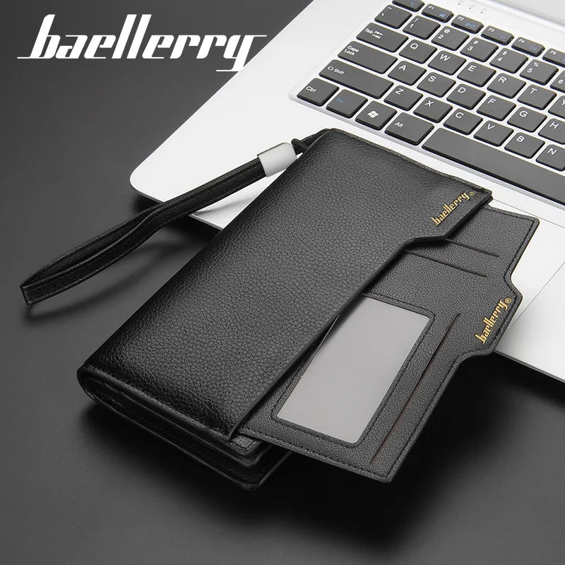 Fashion Men'S Long Wallet Multi-Card Position Clutch Top Quality PU Leather Purse Card Holders Handbag
