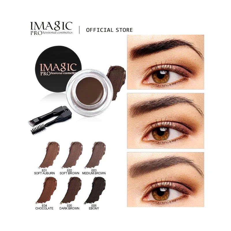 IMAGIC Professional Eyebrow Gel 6 Colors Eyebrow Enhancer Brow Enhancers Tint Makeup Eyebrow Brown with Brow Brush Tools