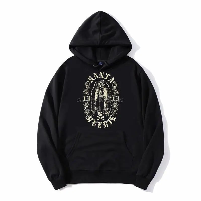 Gothic Santa Muerte 13 Lady of Holy Death Hoodie Mexican Skull Unisex Men Hoodie Hip Hop Hooded Sweatshirt Harajuku Streetwear