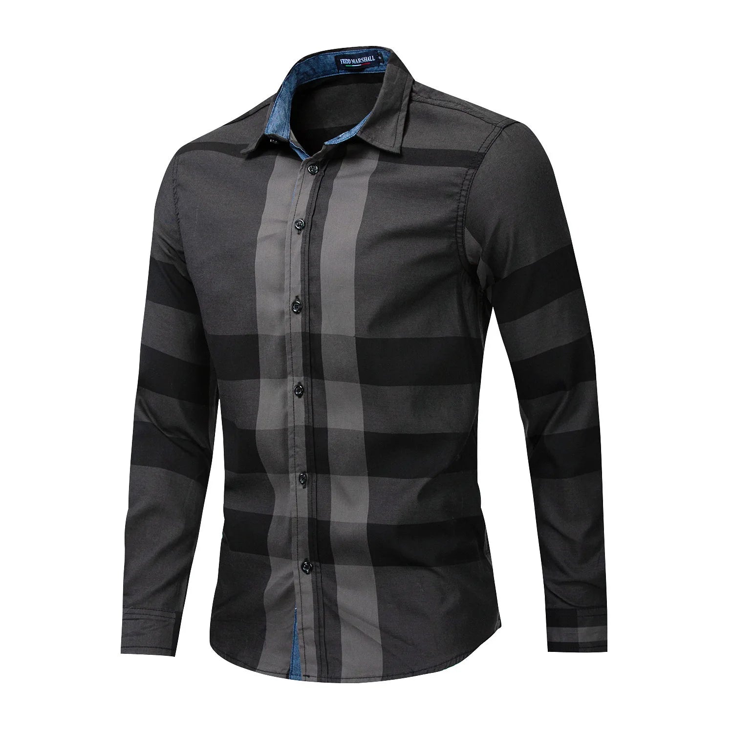 Casual Vertical Plaid Shirts Mens Chemise Homme Men'S Shirt 2021 Long Sleeve Casual Slim Fit Shirts 100% Cotton Shirts 199