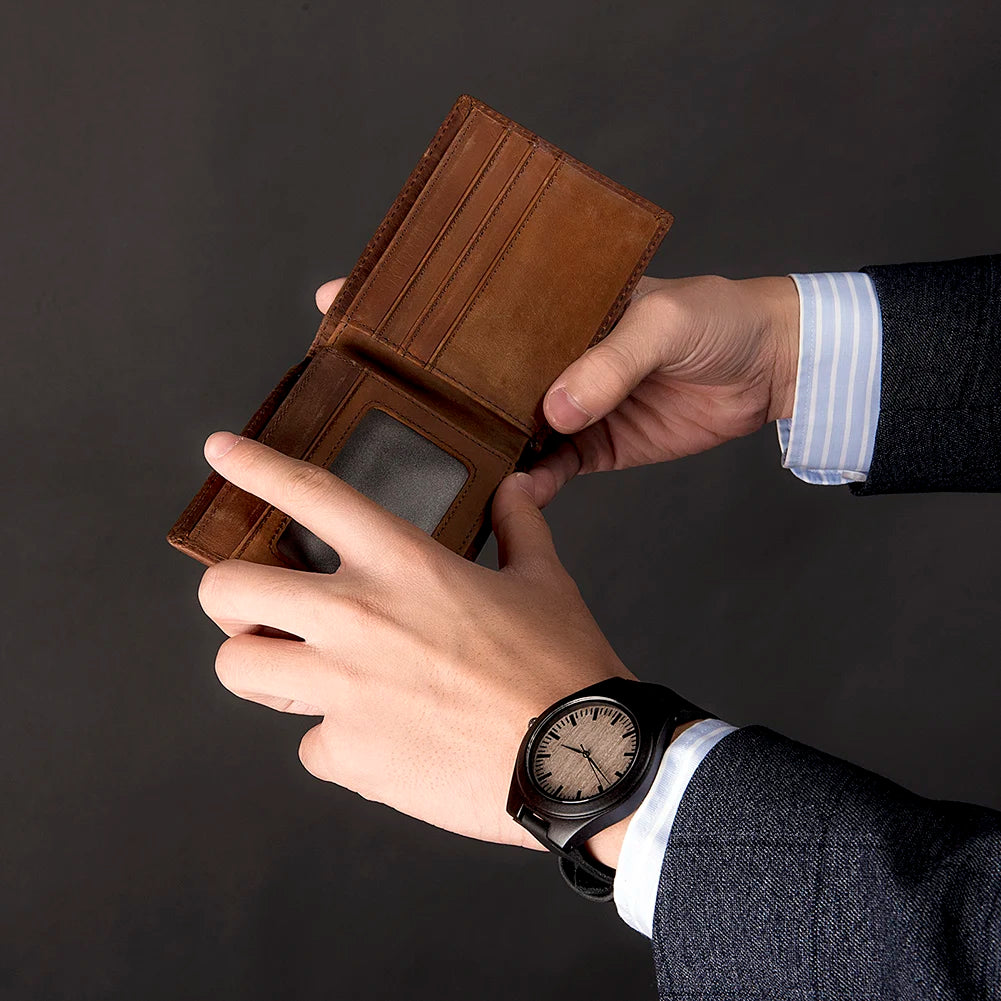 BOBO BIRD Man Watch Wallet Men'S Watches Set for Men Quartz Wooden Watch Male Timepieces Custom Christmas Gift for Husband