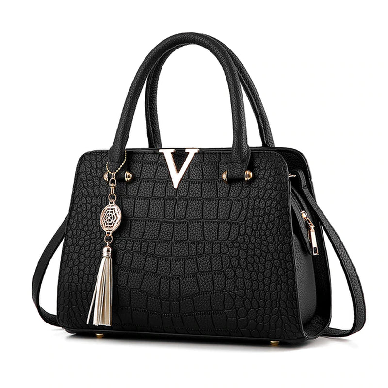 Fashion Women Handbags Tassel PU Leather Totes Bag Top-Handle Embroidery Crossbody Bag Shoulder Bag Lady Simple Style Hand Bags