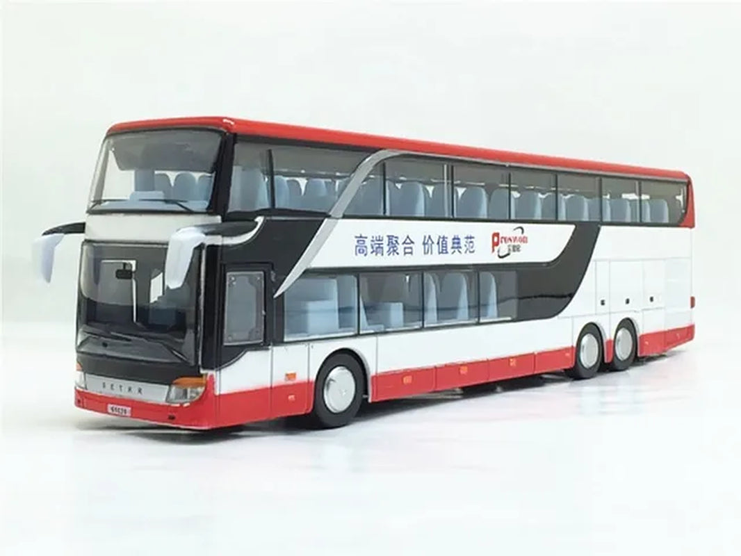 Sale High Quality 1:32 Alloy Pull Back Bus Model,High Imitation Double Sightseeing Bus,Flash Toy Vehicle, Free Shipping