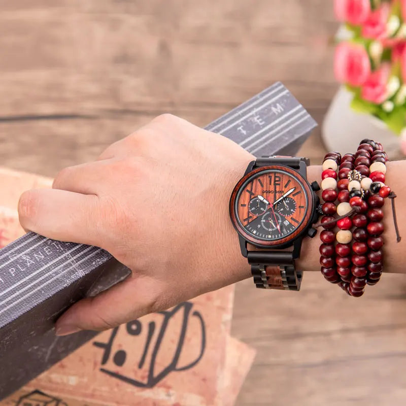 Wooden Watches for Men Bracelet Jewelry Multifunction Business Wristwatch Male Christmas Gift Dropshipping
