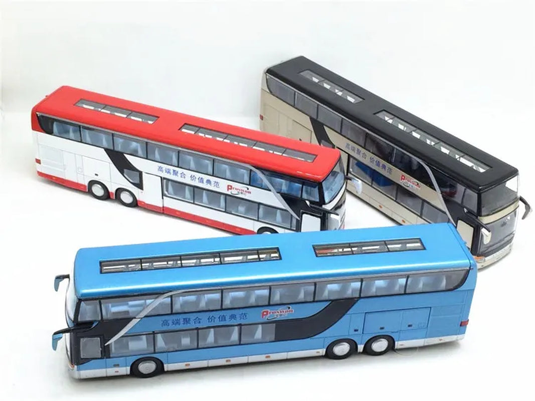 Sale High Quality 1:32 Alloy Pull Back Bus Model,High Imitation Double Sightseeing Bus,Flash Toy Vehicle, Free Shipping