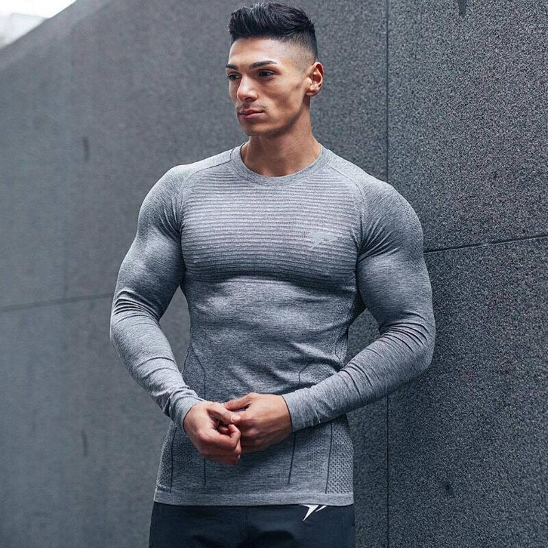 2022 New Brand Running Shirt Men'S Long Sleeve Gym Shirt Men Sportswear Compression Dry Fit Shirts for Men Fitness Sport T-Shirt