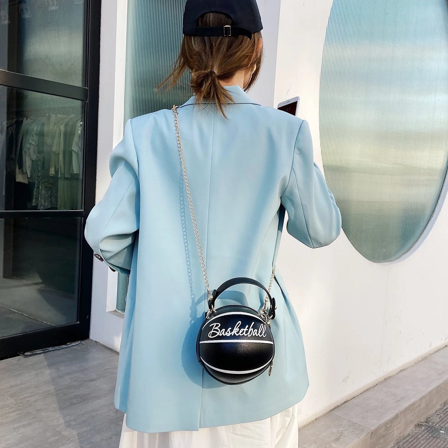 New Ball Purses for Teenagers Women Shoulder Bags Crossbody Chain Hand Bags Female Leather Pink Football Bag