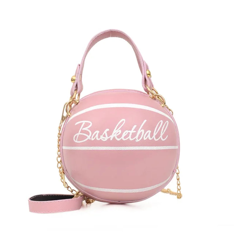New Ball Purses for Teenagers Women Shoulder Bags Crossbody Chain Hand Bags Female Leather Pink Football Bag