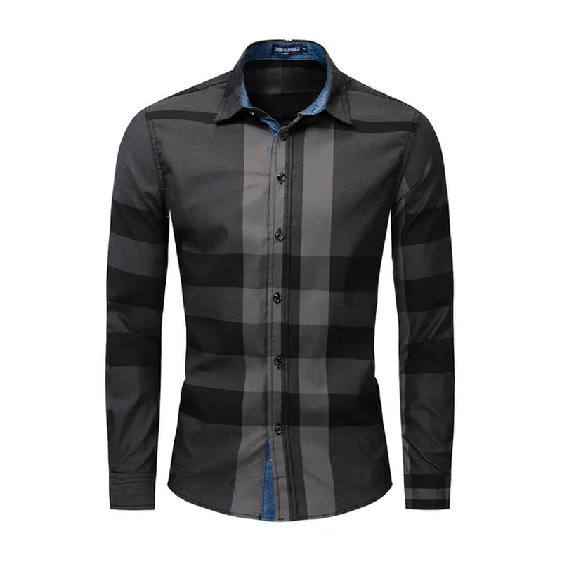 Casual Vertical Plaid Shirts Mens Chemise Homme Men'S Shirt 2021 Long Sleeve Casual Slim Fit Shirts 100% Cotton Shirts 199